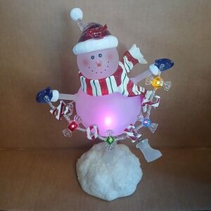 Vintage Lighted Acrylic Dancing NOEL Snowman JC Penney Collection Christmas